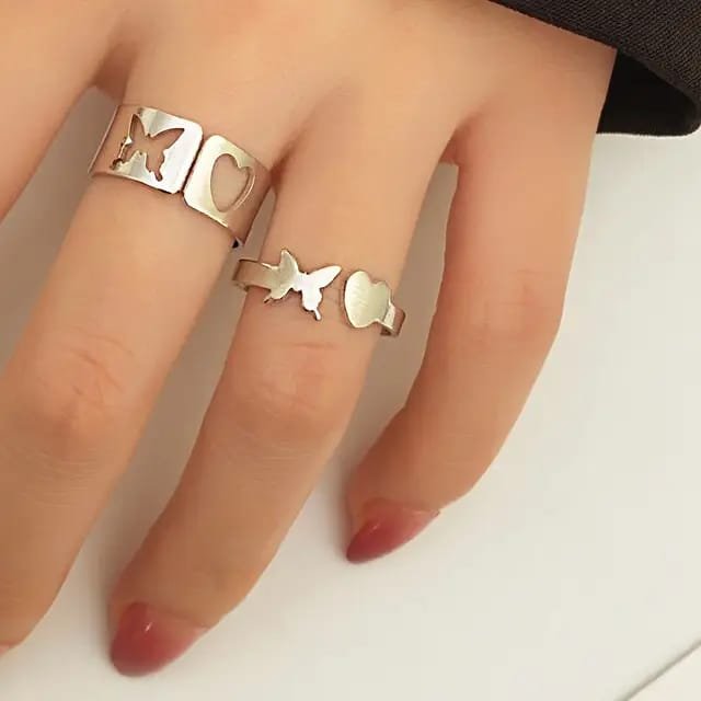 Butterfly Love Paired Rings in Simply Punk Korean Jewelry Style - Image 2