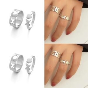 Butterfly Love Paired Rings in Simply Punk Korean Jewelry Style