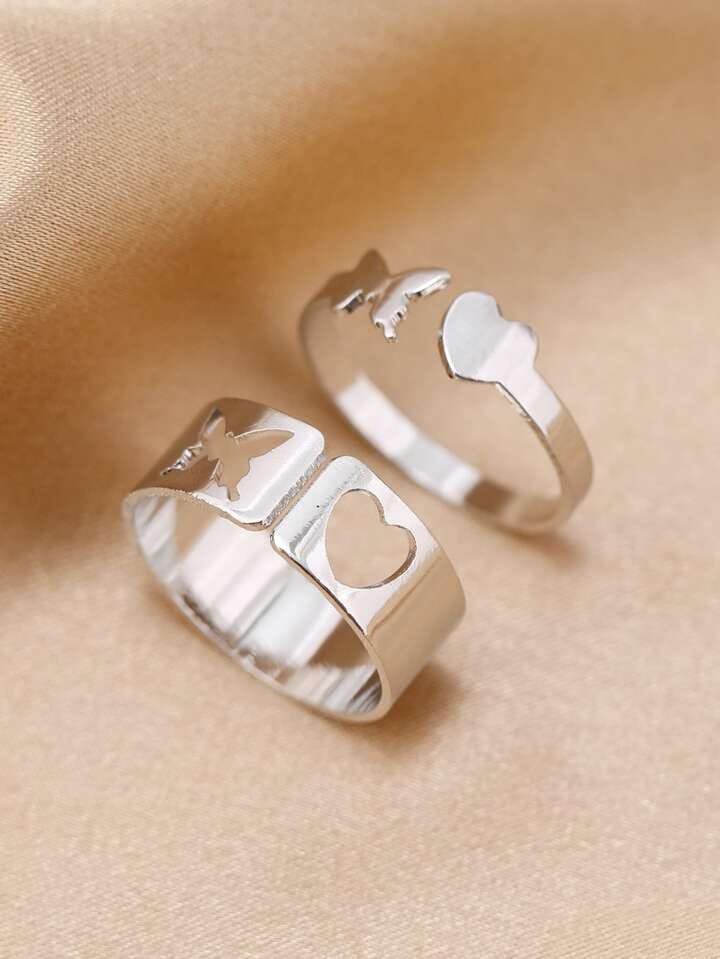Butterfly Love Paired Rings in Simply Punk Korean Jewelry Style - Image 3