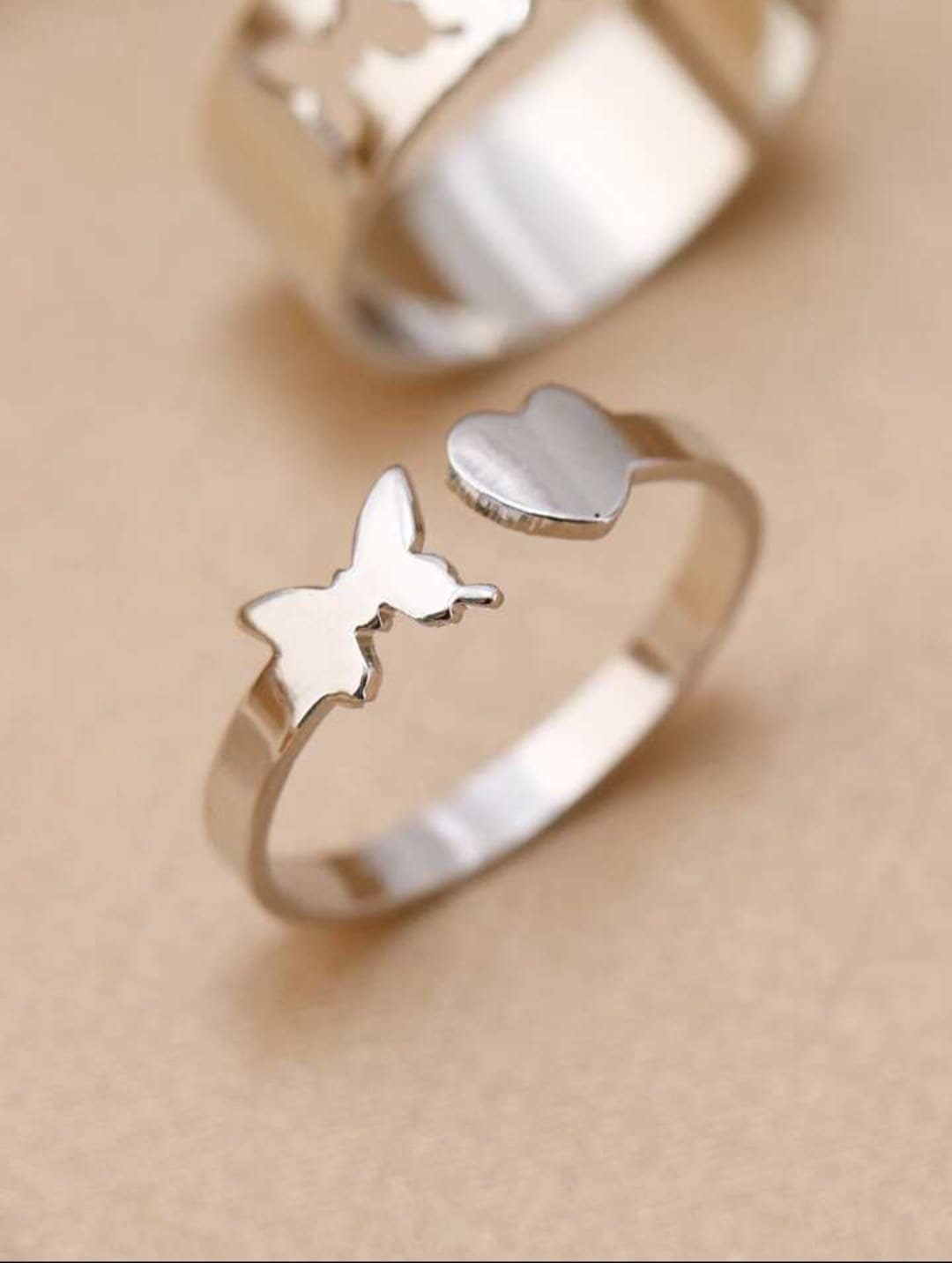 Butterfly Love Paired Rings in Simply Punk Korean Jewelry Style - Image 4