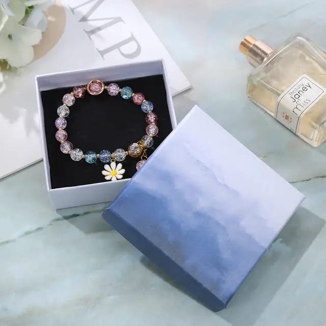 Multicolor Crystal Beaded Korean Jewelry Bracelet with Daisy Charm - Image 5