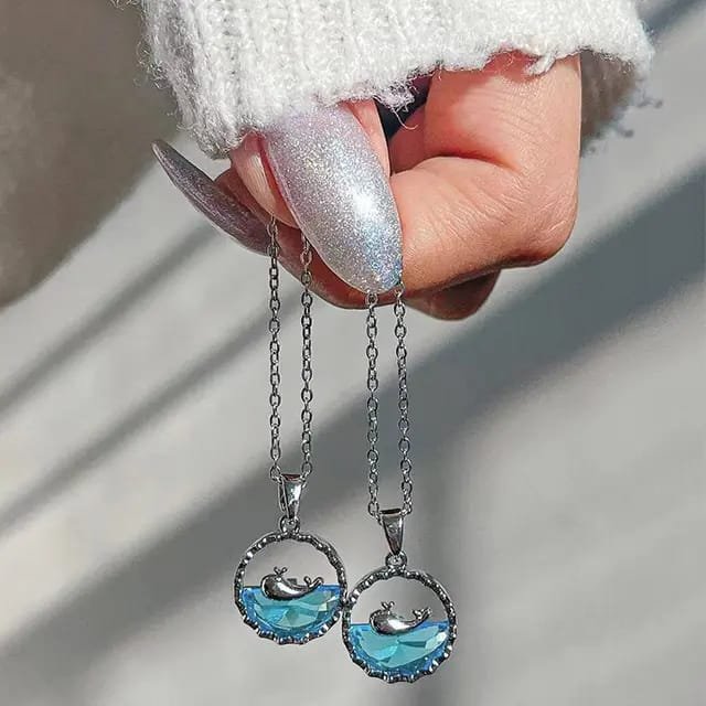 Blue Sea Zircon Whale Pendant Korean Jewelry Necklace - Image 4