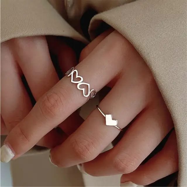 Bohemian Love Heart Rings – Vintage Hollow Heart Korean Jewelry Design - Image 2