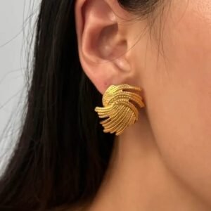 BLINGEE Gold Swirl Design Korean Jewelry Earrings