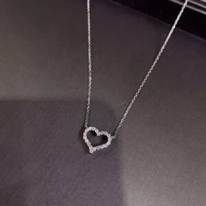 Alloy Hollow Heart Stone Korean Jewelry Necklace