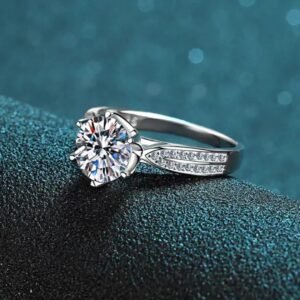 Silver-Plated Matilda Moissanite Stone Korean Jewelry Ring