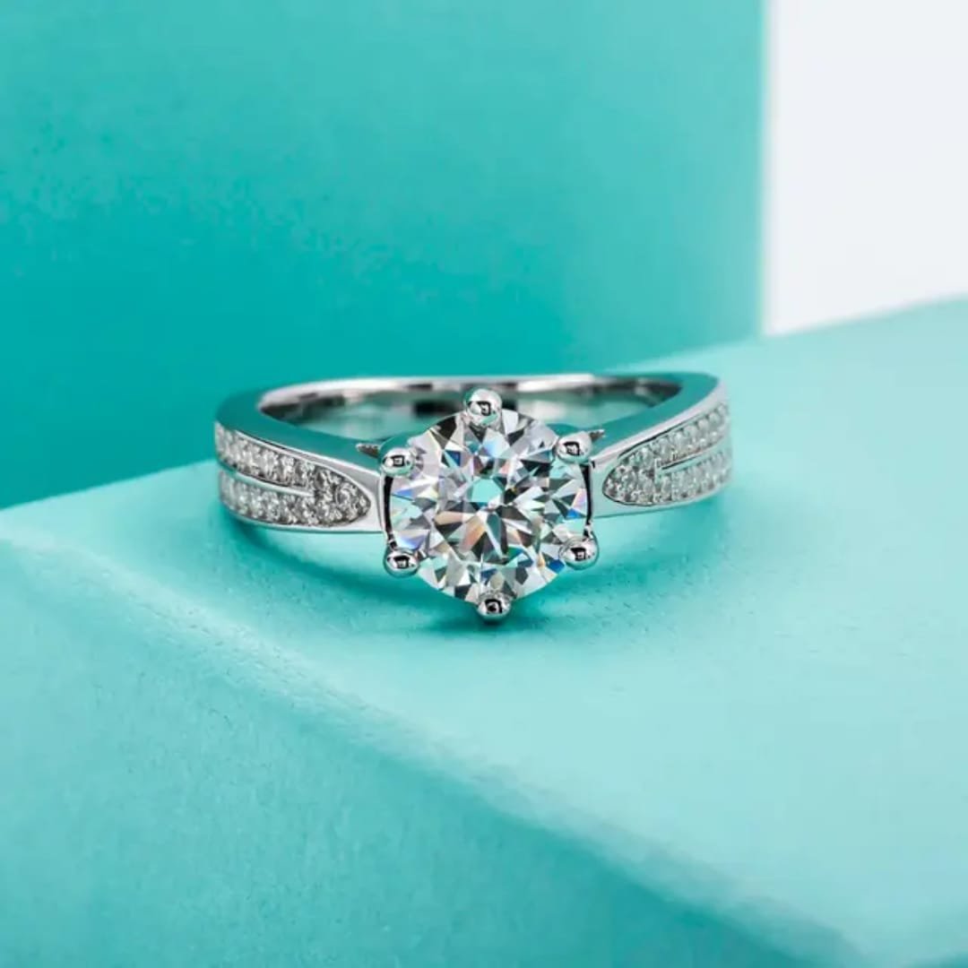 Silver-Plated Matilda Moissanite Stone Korean Jewelry Ring - Image 5